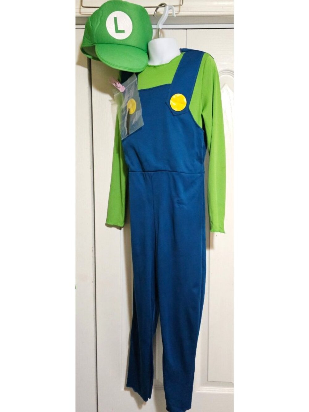 Super Mario Luigi Costume Kids 4-6 Hat Mustache Halloween Nintendo Disguise Boys
